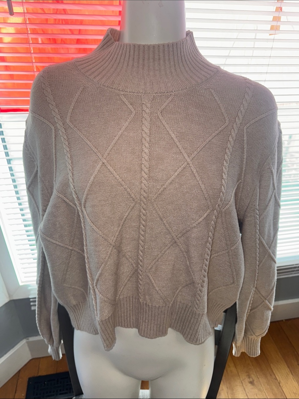Twik by Simons ribbed pattern tan beige sweater size L